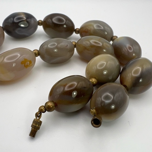 Large vintage agate stone choker with brass - Picture 8 of 9